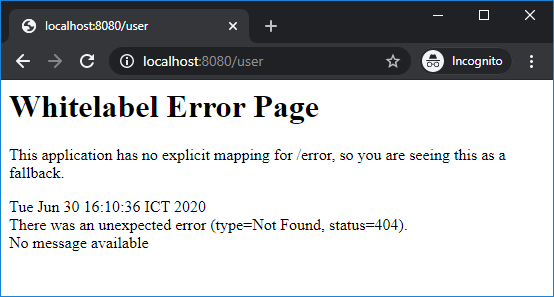 spring boot whitelable error 404