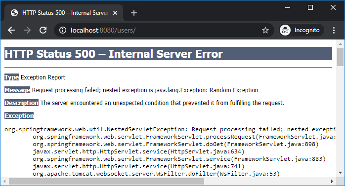 tomcat internal server error