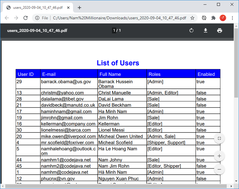 exported PDF document