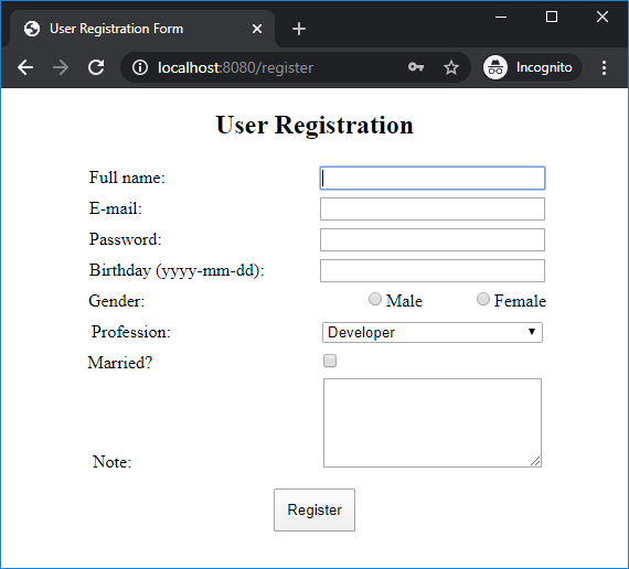 spring boot form