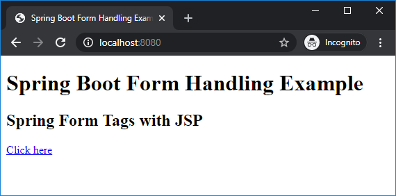 spring boot form homepage