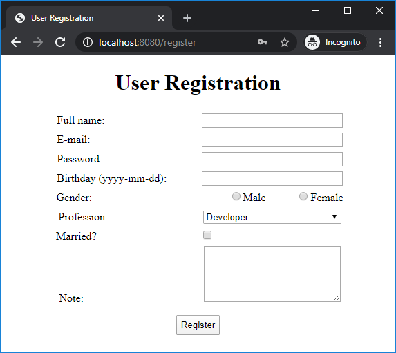 spring boot thymeleaf form