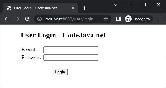user login page