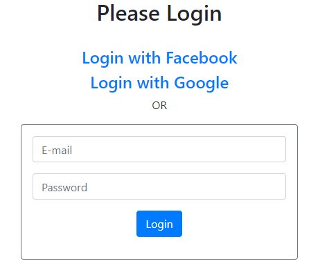 Login Page with Google and Facebook