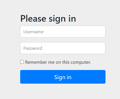 Default login page with Remember me option