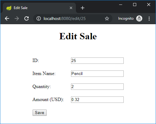 edit sale form