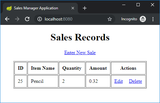 sales record one row