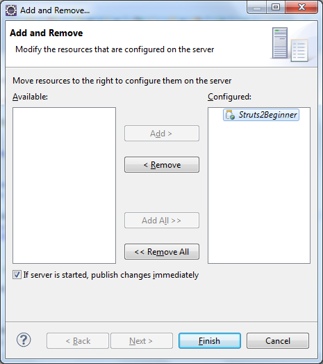 add Struts2Beginner app to Tomcat