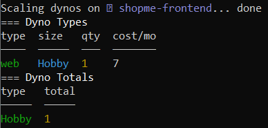 heroku upgrade dyno type to hobby