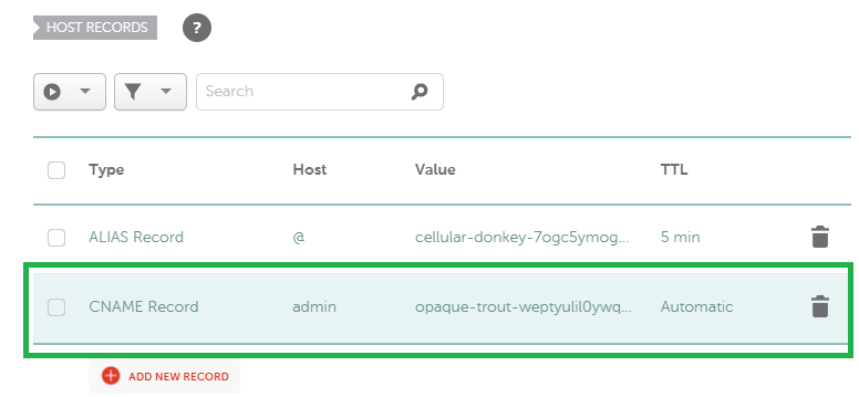 configure dns record cname for subdomain