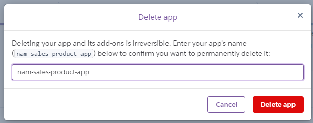 delete app confirmation dialog