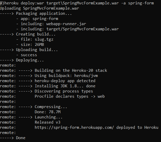 heroku deploy war command