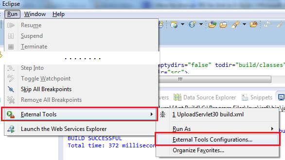 Eclipse menu External Tools Configuration