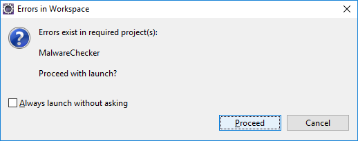 run program with errors in eclipse