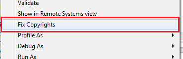 Fix Copyright context menu