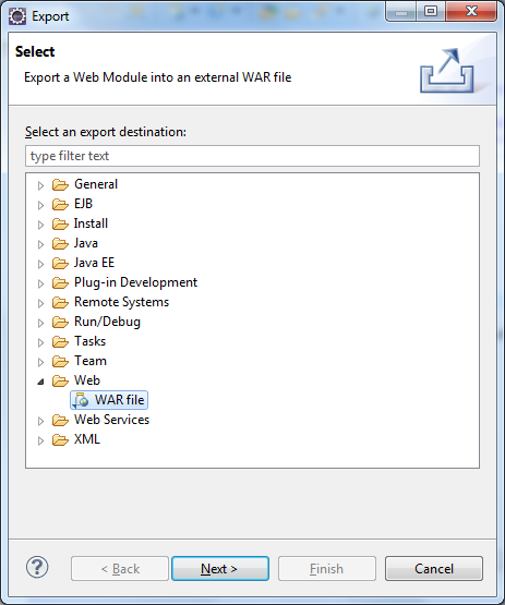 Export dialog