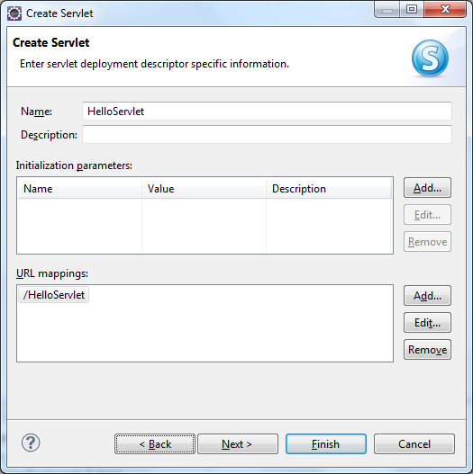 Create Servlet dialog 2