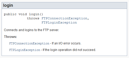 sample Javadoc for a method