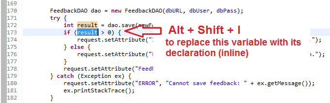 Inline local variable