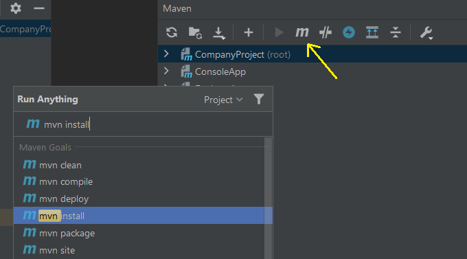 Run Maven install goal in IntelliJ