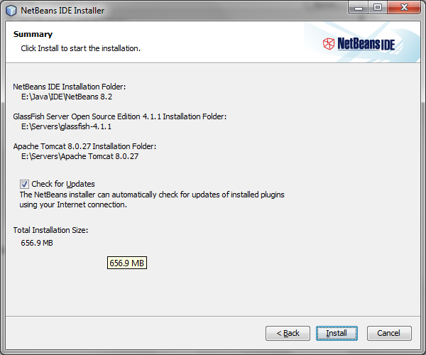 Install NetBeans summary