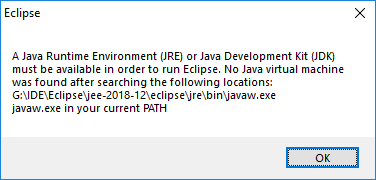 Eclipse launch error no Java home found