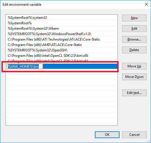 Edit Path variable for Java home