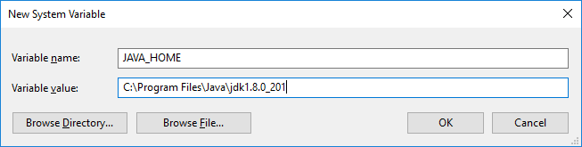 New JAVA HOME system variable
