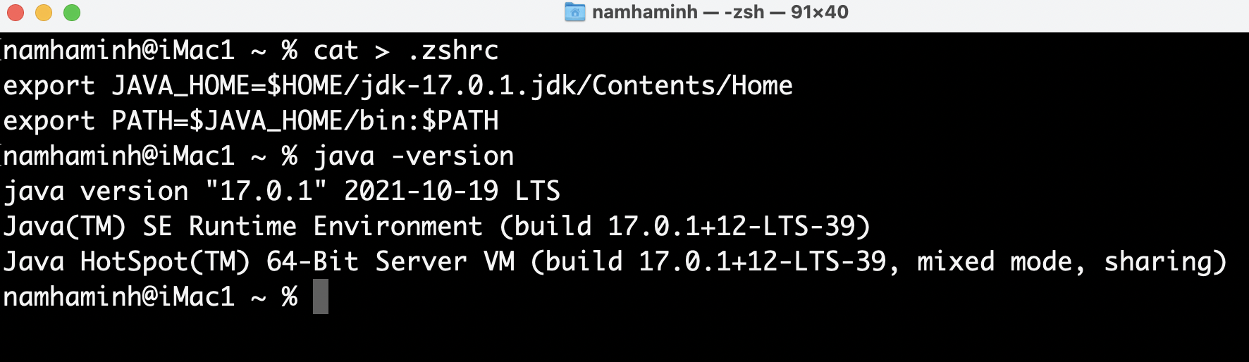 set java home on macos zsh