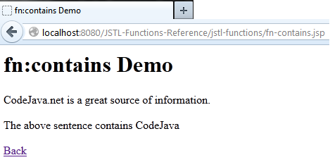JSTL function fn-contains