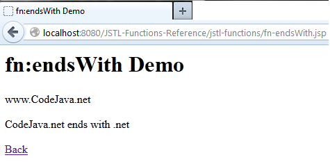 JSTL function fn-endsWith