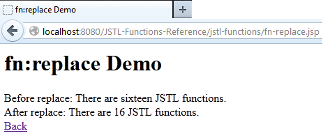 JSTL function fn-replace