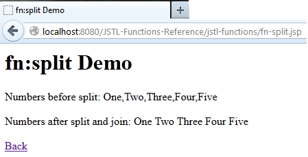 JSTL function fn-split