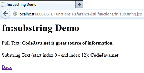 JSTL function fn-substring