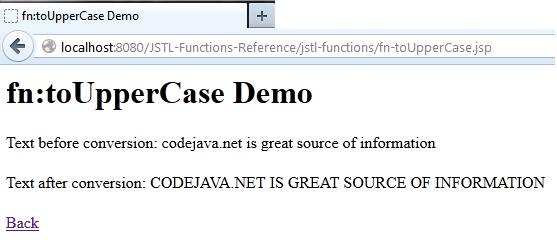 JSTL function fn-toUpperCase