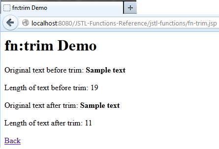 JSTL function fn-trim