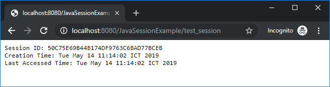 Test Session Java Servlet