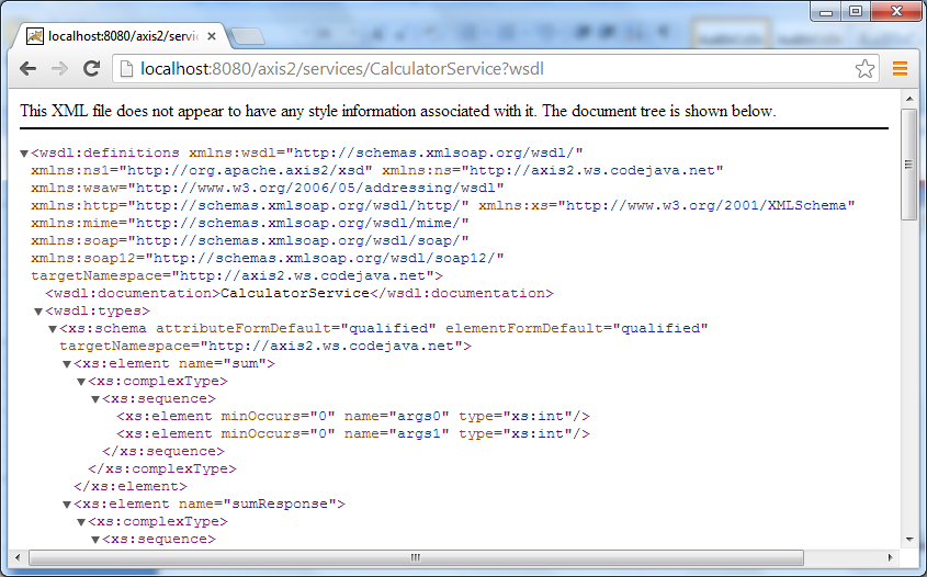 CalculatorService WSDL