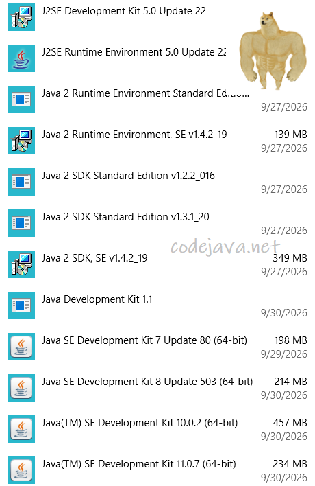 Old versions of JDK