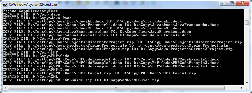 copy directory test output