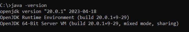 java version 20