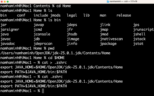 Configure JAVA HOME and PATH for OpenJDK 25 on macOS