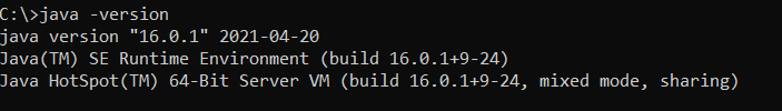 java version command JDK 16