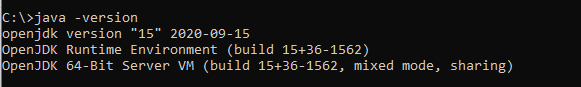 java version openjdk 15