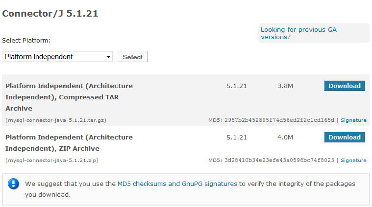 download driver mysql para java