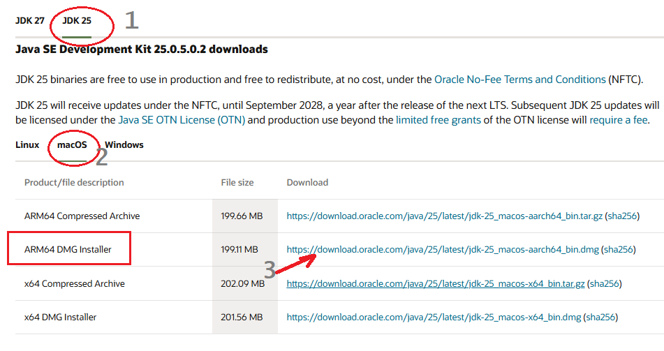 Java Download Page Oracle JDK 25