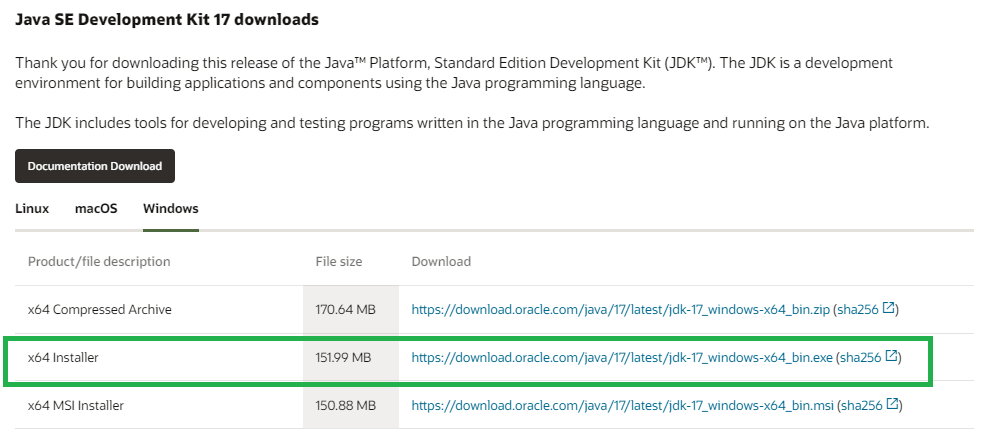 oracle jdk 17 download page