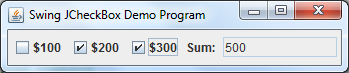 swing jcheckbox demo program