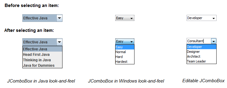 ComboBox samples