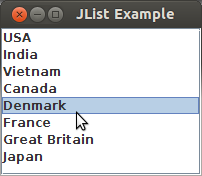 JList Single Selection